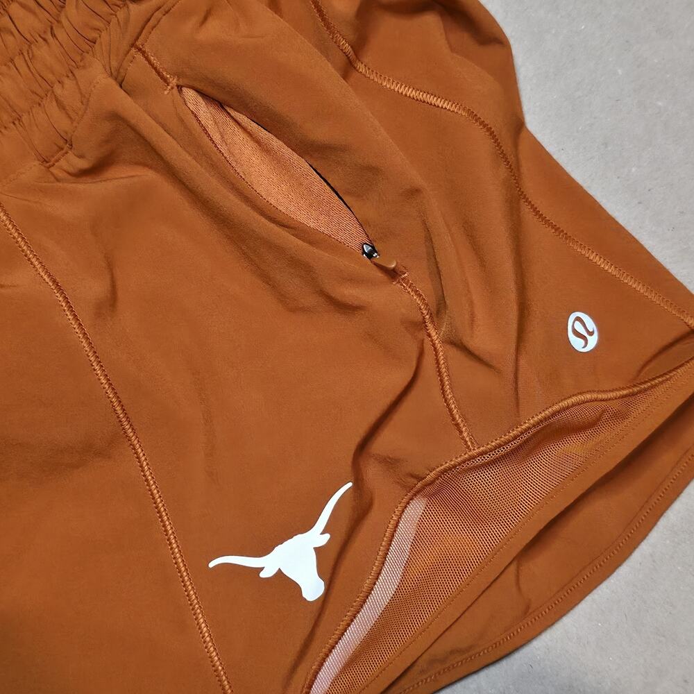 Lululemon Texas Longhorns Hotty Hot High Rise Shorts Burnt Orange Lined Size 4 - Picture 2 of 11